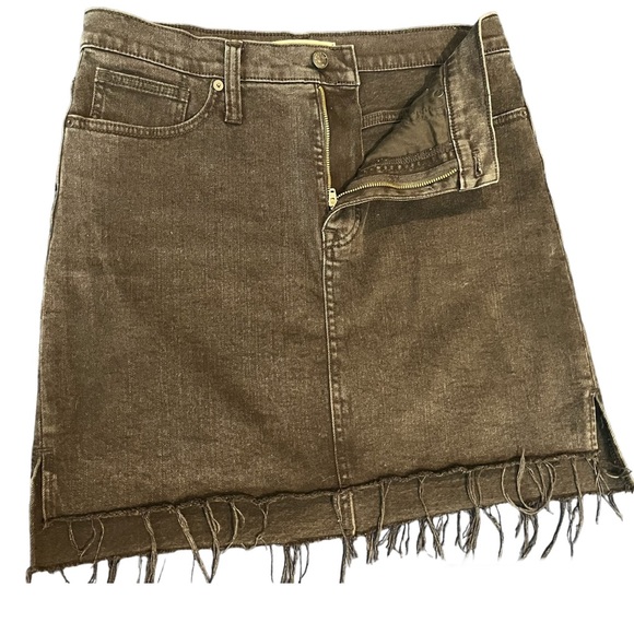 Madewell Hi-Lo Black Raw Hew Denim Skirt Size 29 - Picture 4 of 10
